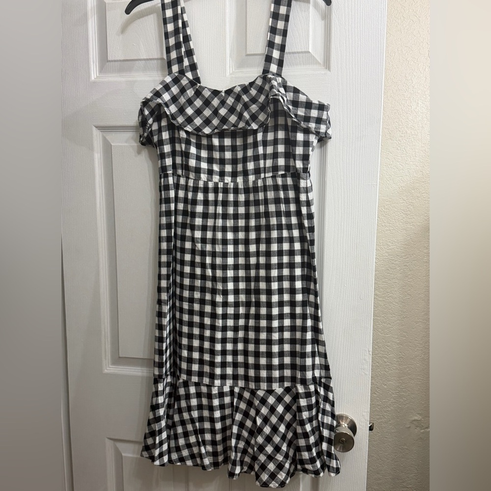 🥳 3for $15 J. Crew Black and White Gingham Midi Dress